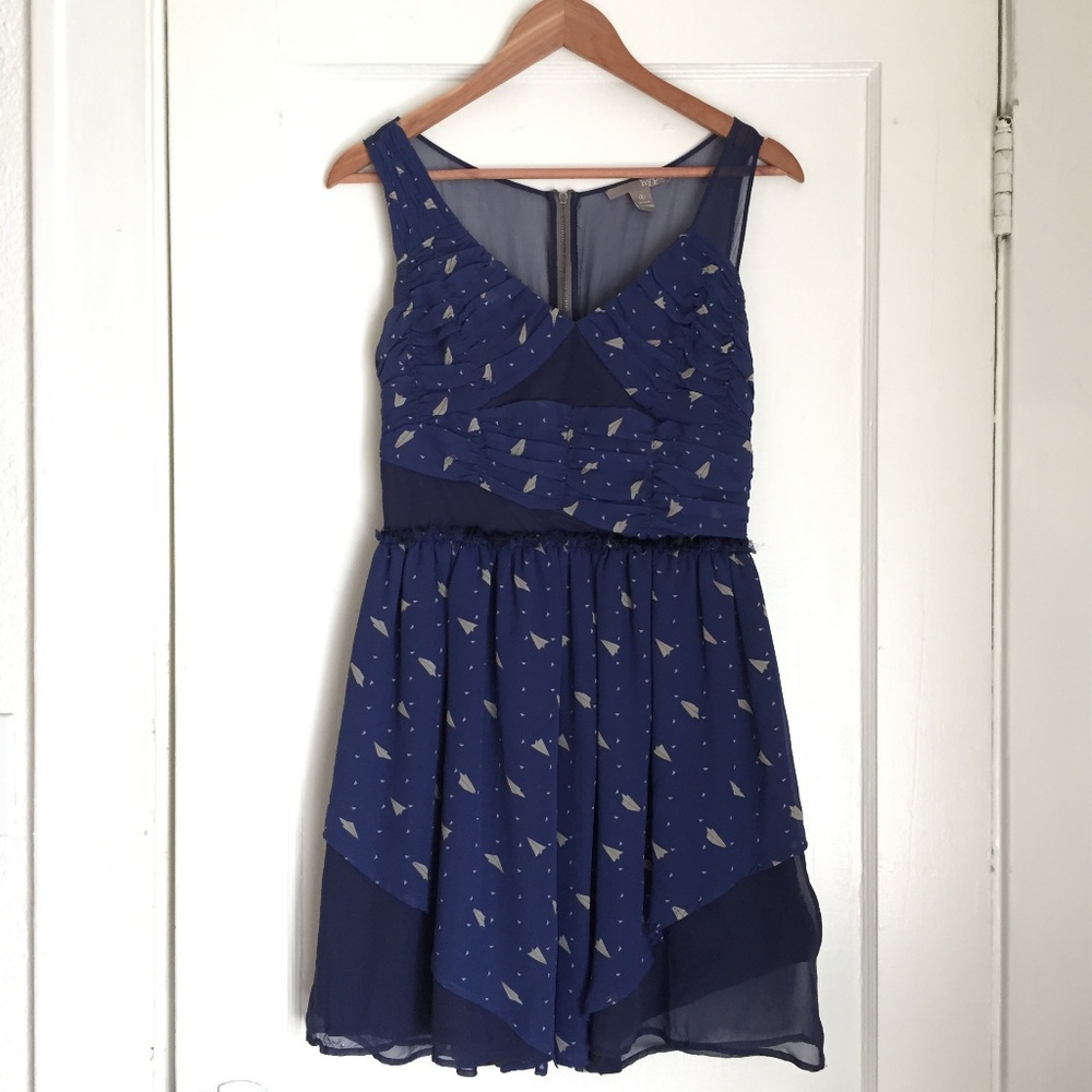Anthropologie Navy 100% Silk Hype Dress size 6